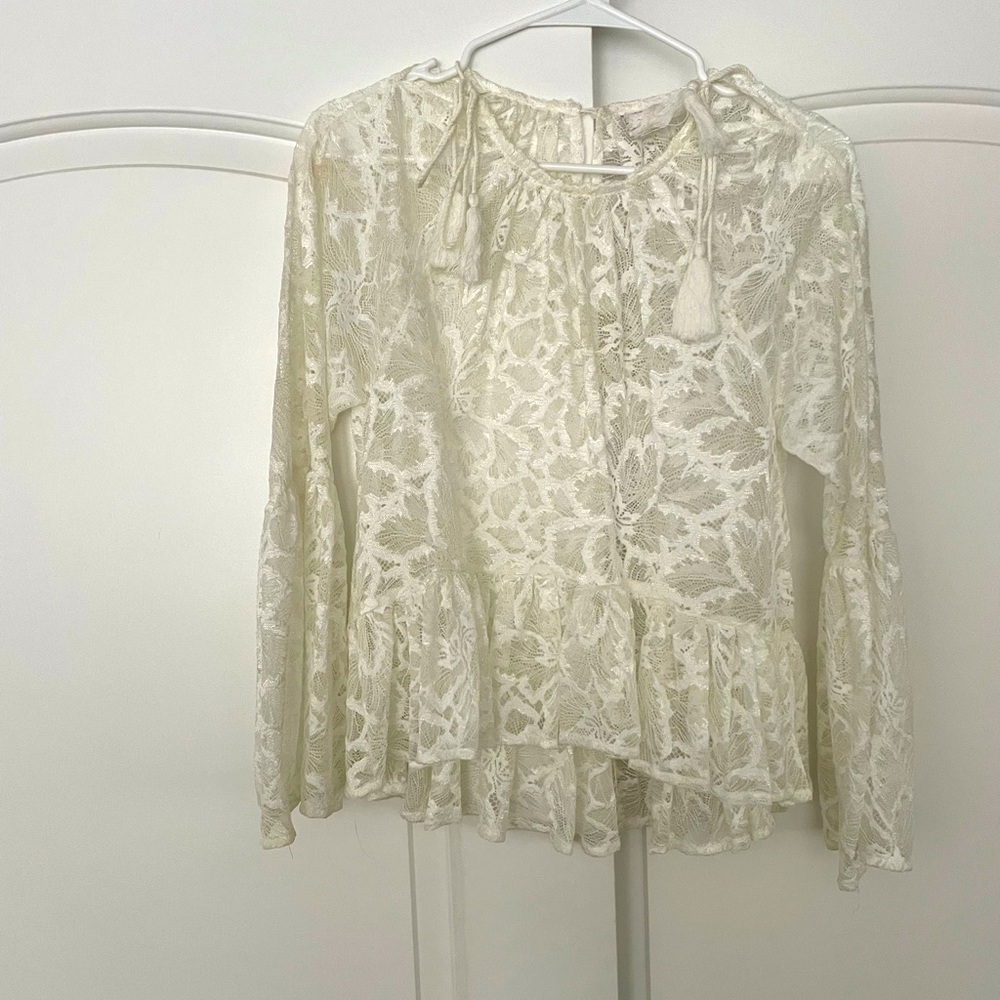 Sheer Lace Long Sleeve Blouse